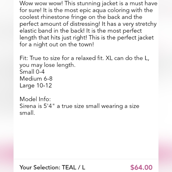 Teal Rhinestone Fringe Jacket - Picture 9 of 9